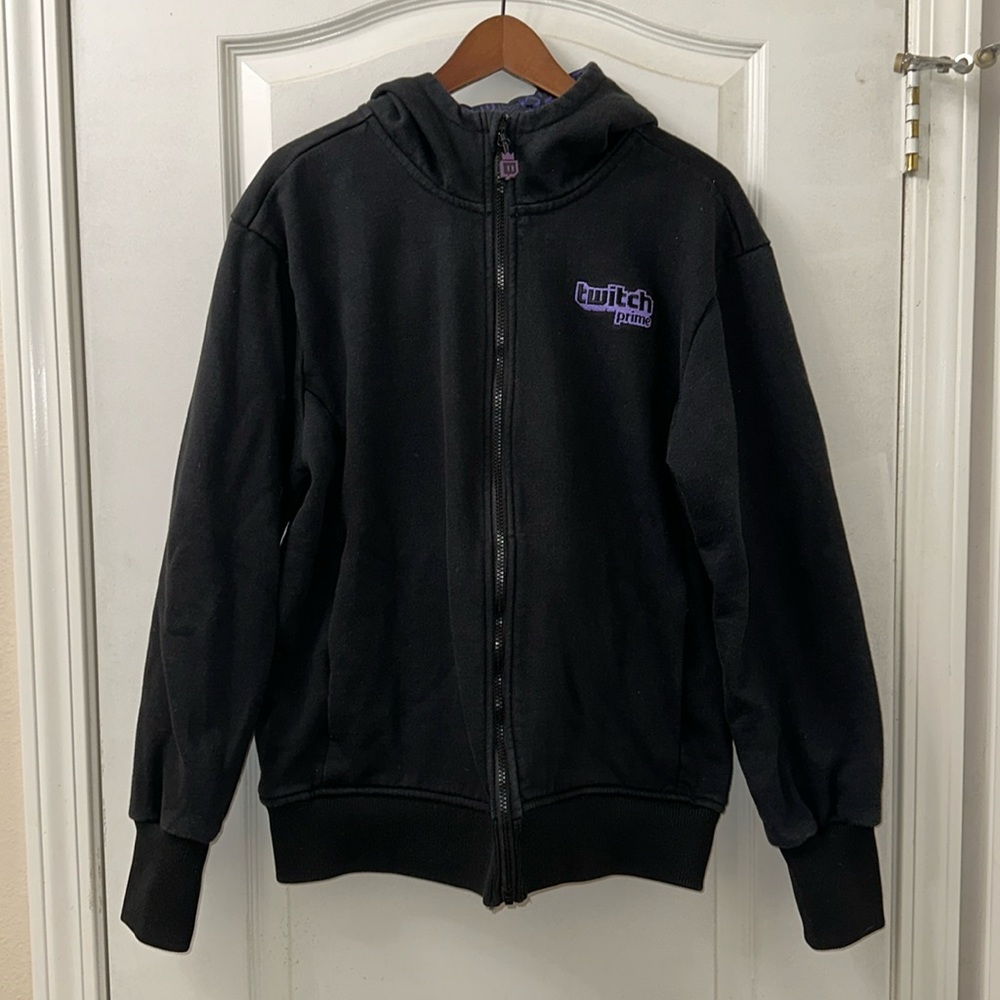 Twitch Prime Black Full Zip Hoodie Sweatshirt